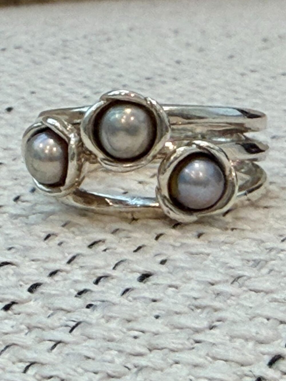 Vintage Pandora Three Wishes Pearl Ring - Size 6 - Picture 1 of 5